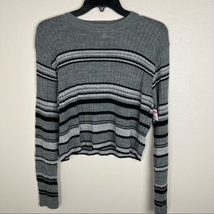 Abound | Grey Striped Crewneck Y2K Classic Sweater